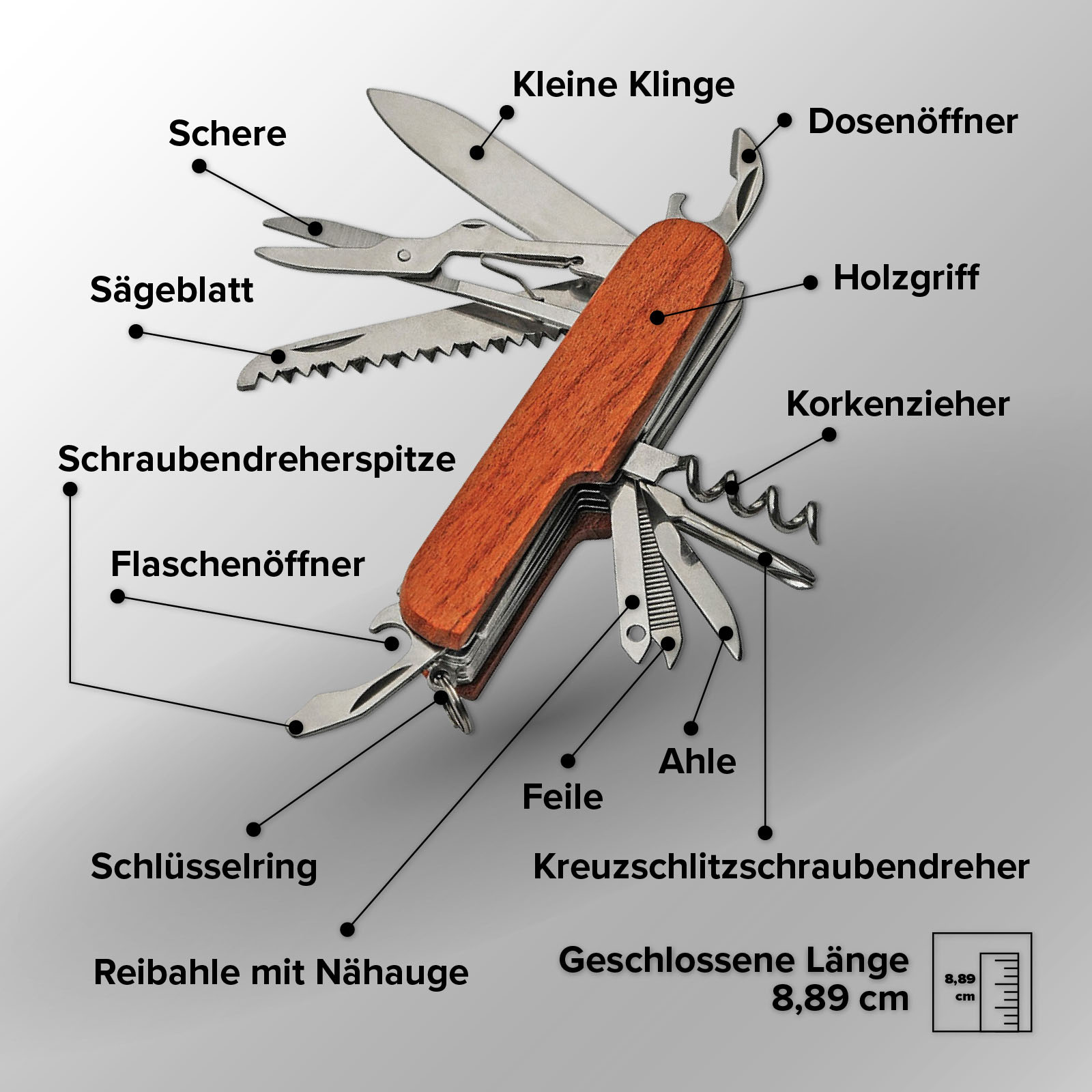 Stylisches Schweizer Armeetaschenmesser, perfekt für Outdoor und Surival