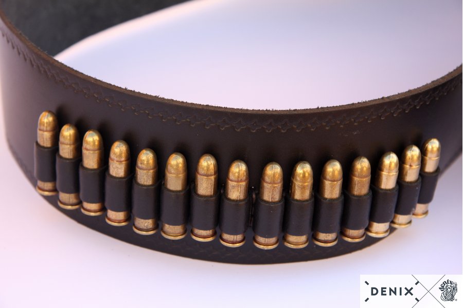 Leather rifle belt "Mare's Leg" incl. 15 bullets, belt for Winchester No. 88491