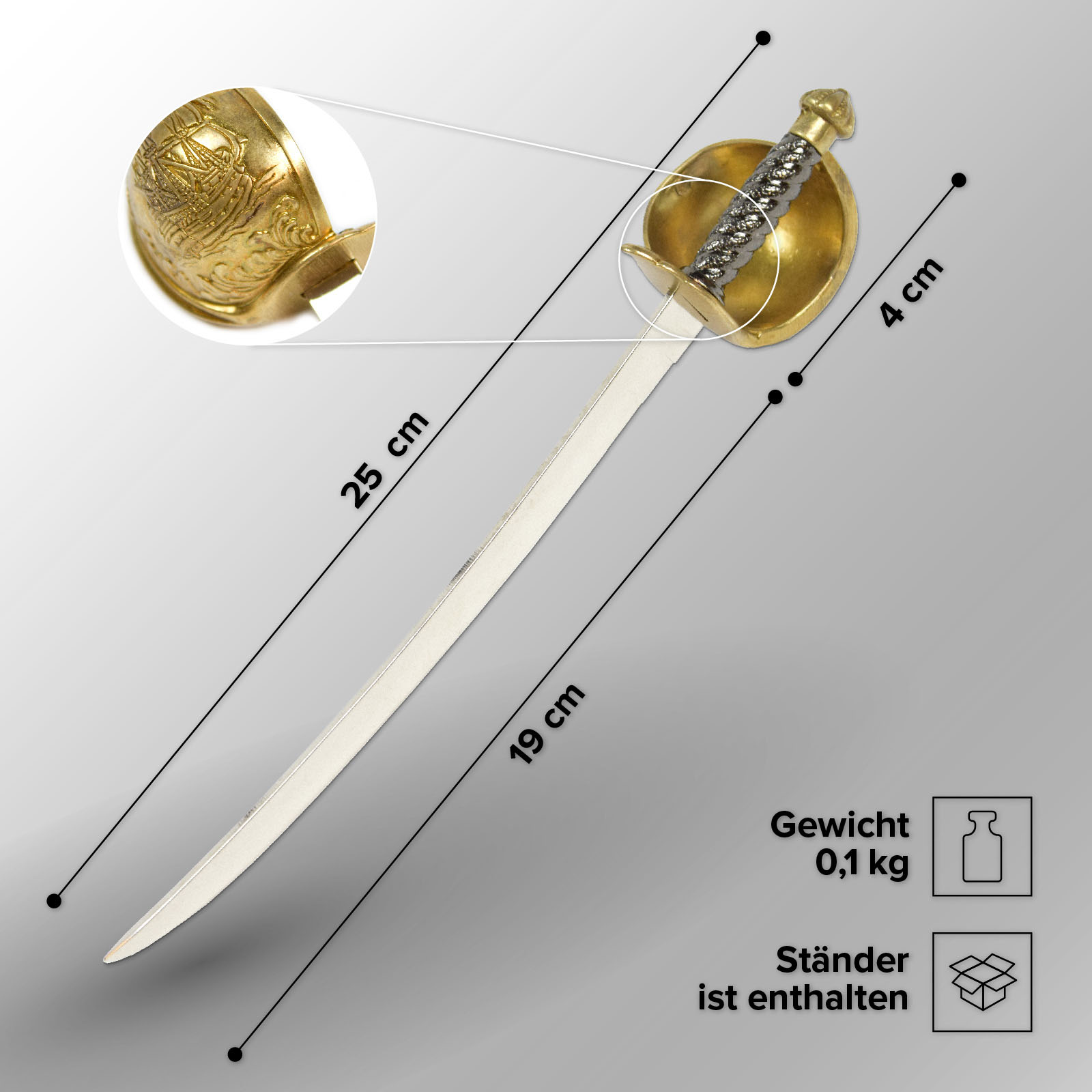 Brieföffner „Piratensäbel“ Messinggriff Brieföffner „Piratensäbel“ Messinggriff