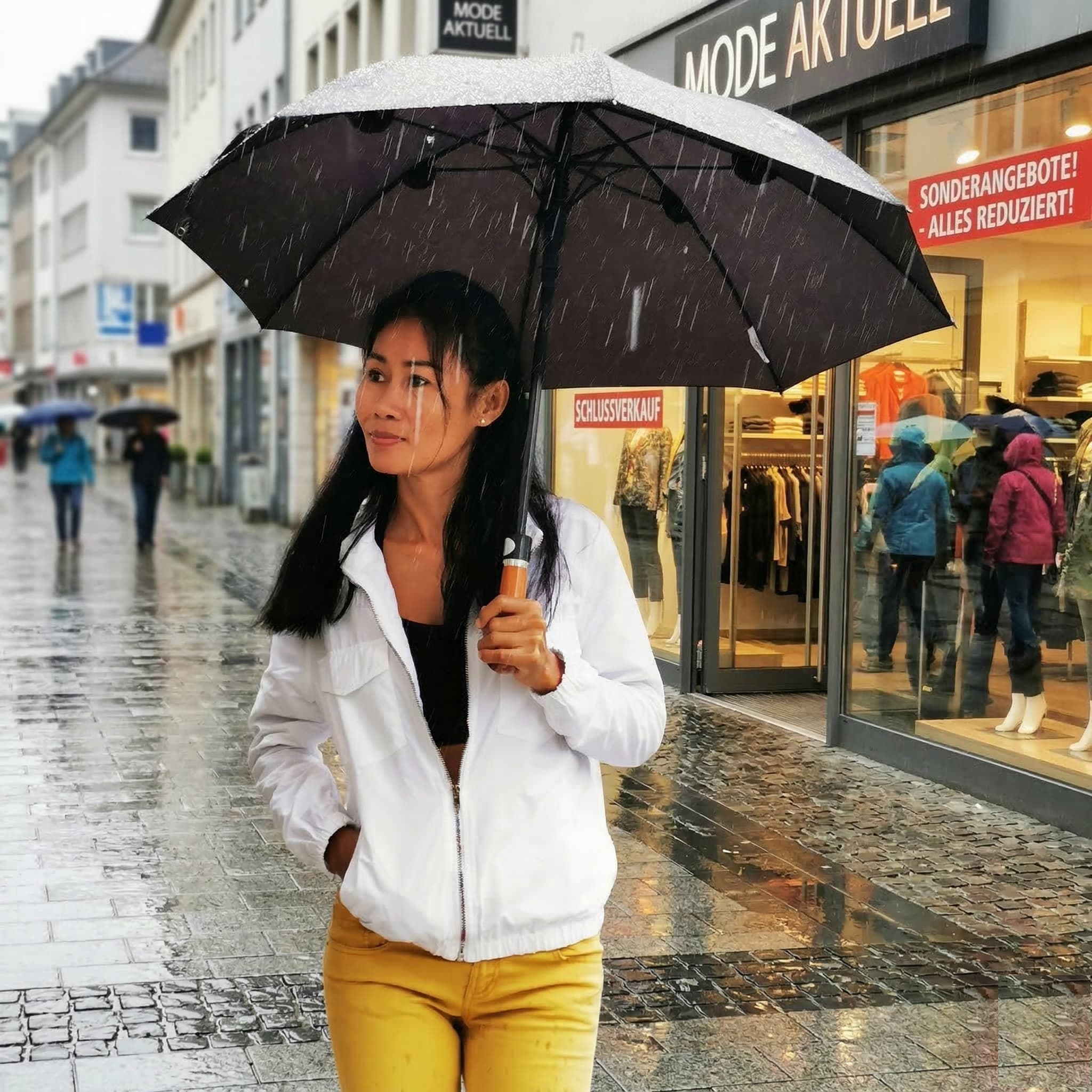 Safety Umbrella called "City Safe" (knob handle), Black