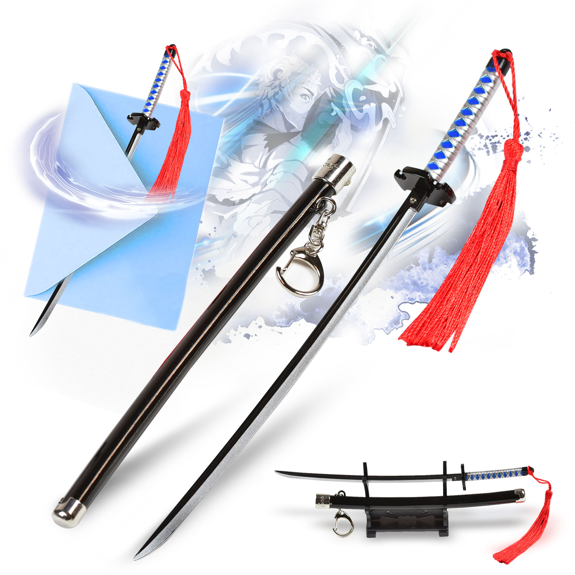 Demon Slayer - Sakonji Tanjiro Katana Letter Opener Sword with Sheath and Stand 