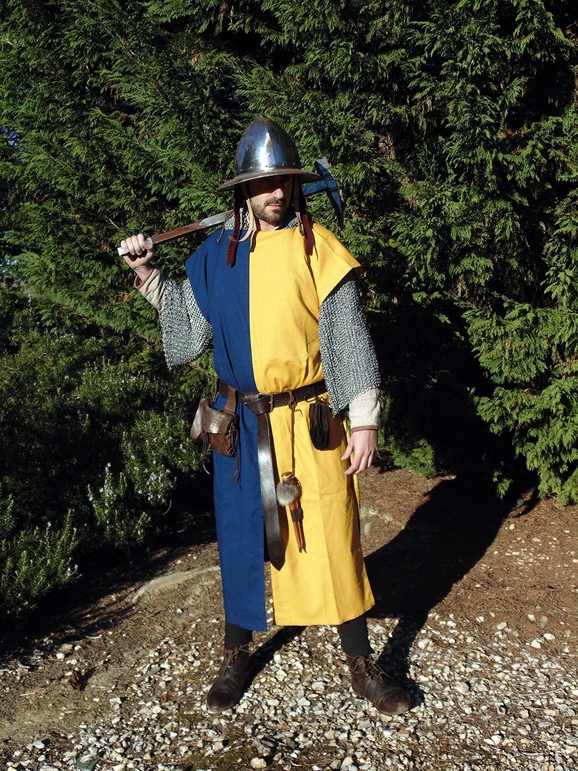 Medieval coat in Mi-Parti - yellow/blue