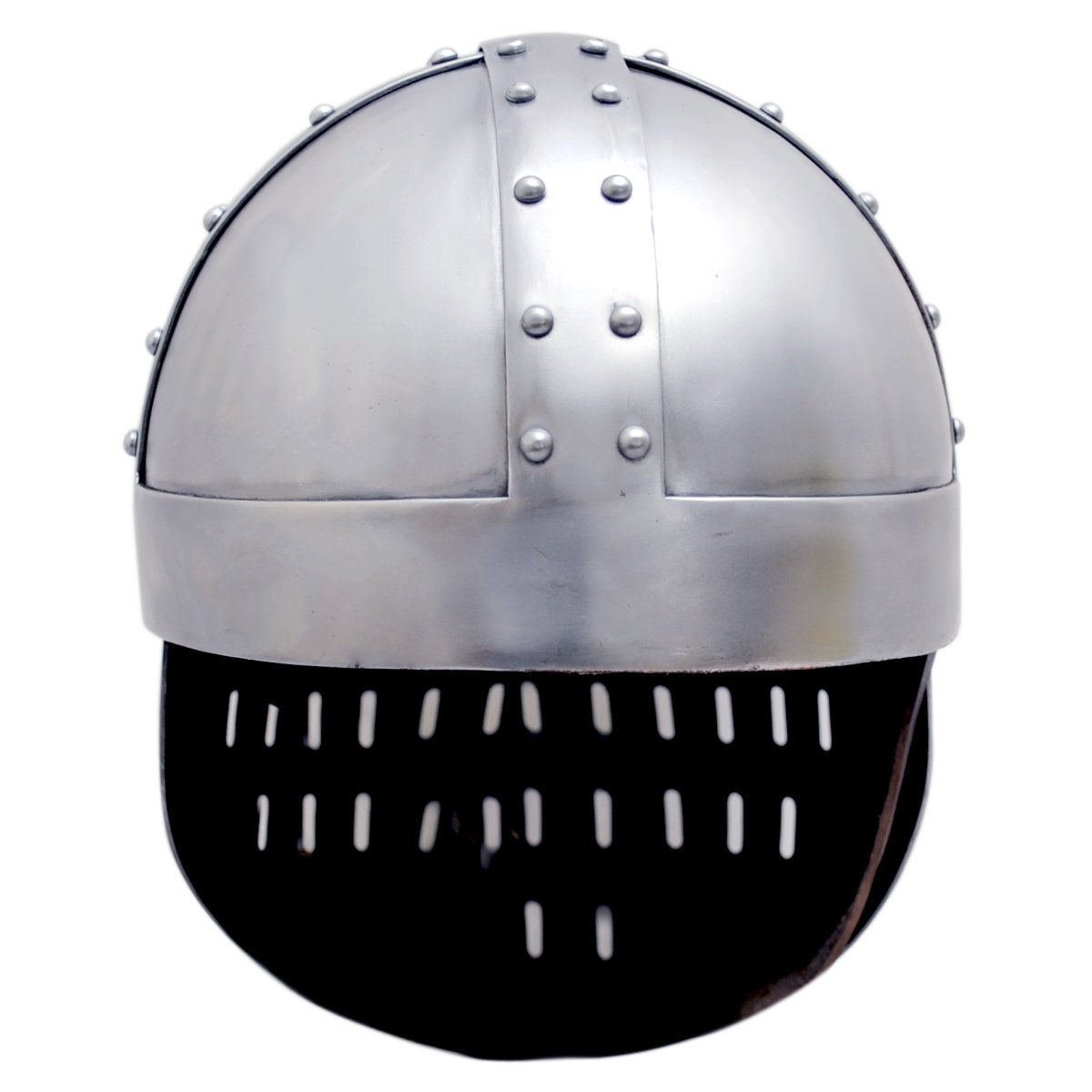 Crusader Face Plate Helm (AMENDED) -14 G Stahl mit Lederfutter