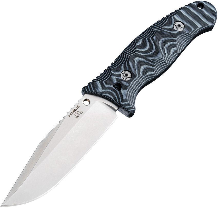 EX-F02, 154CM Stonewashed Clip Point Blade, Black G-Mascus Handle