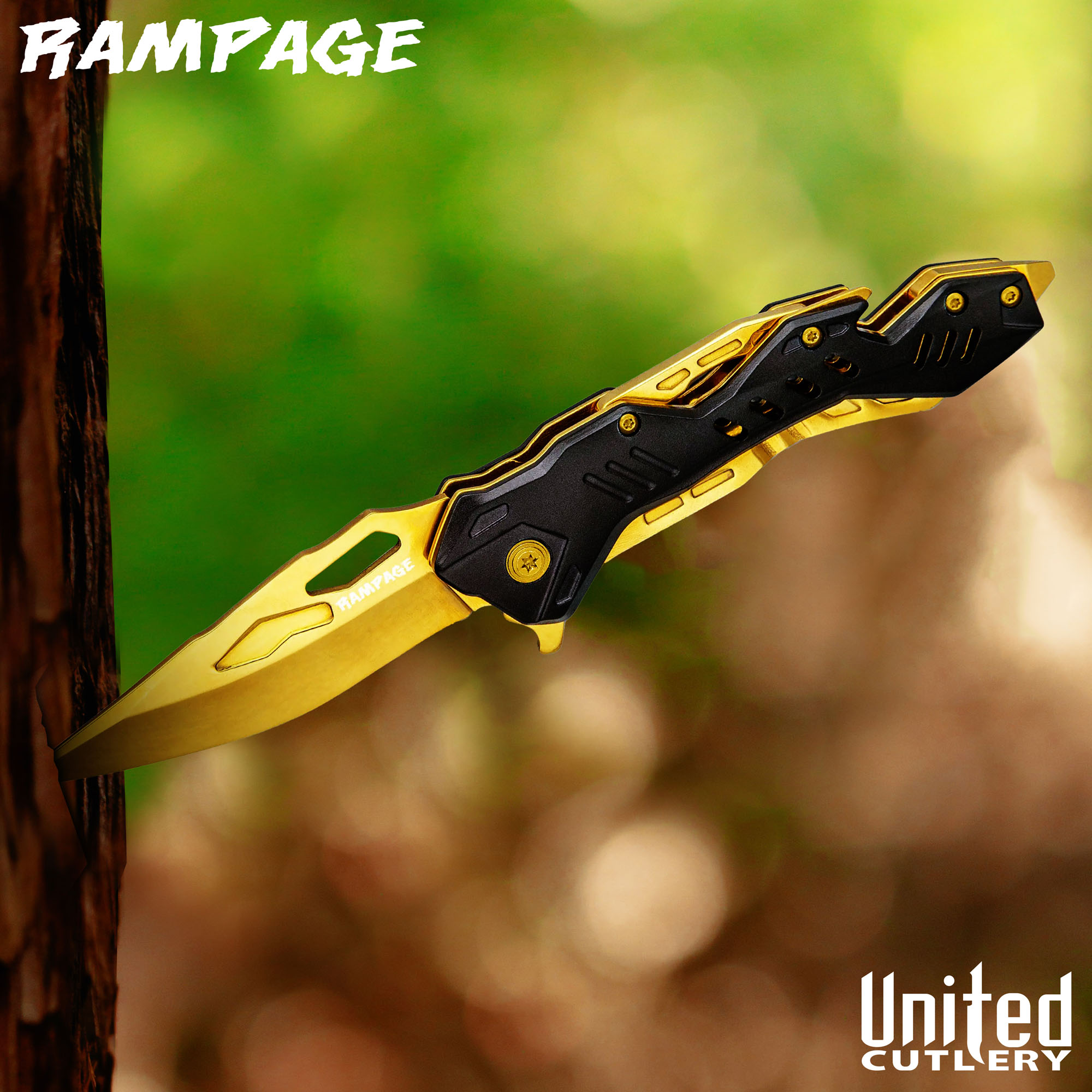 Rampage Schwarz und Gold Klappmesser