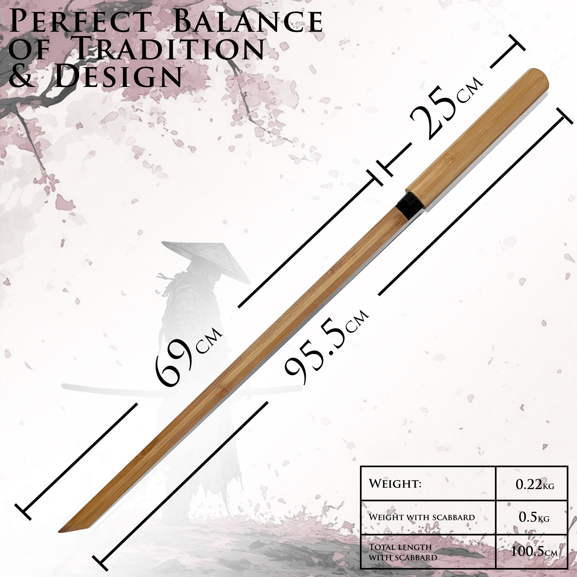 Shirasaya Katana mit Scheide - Holzversion