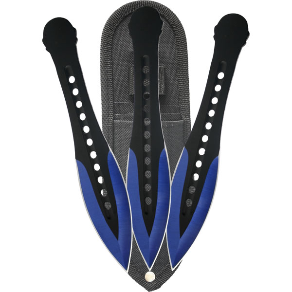 Throwing knives 3-piece set blue anodized