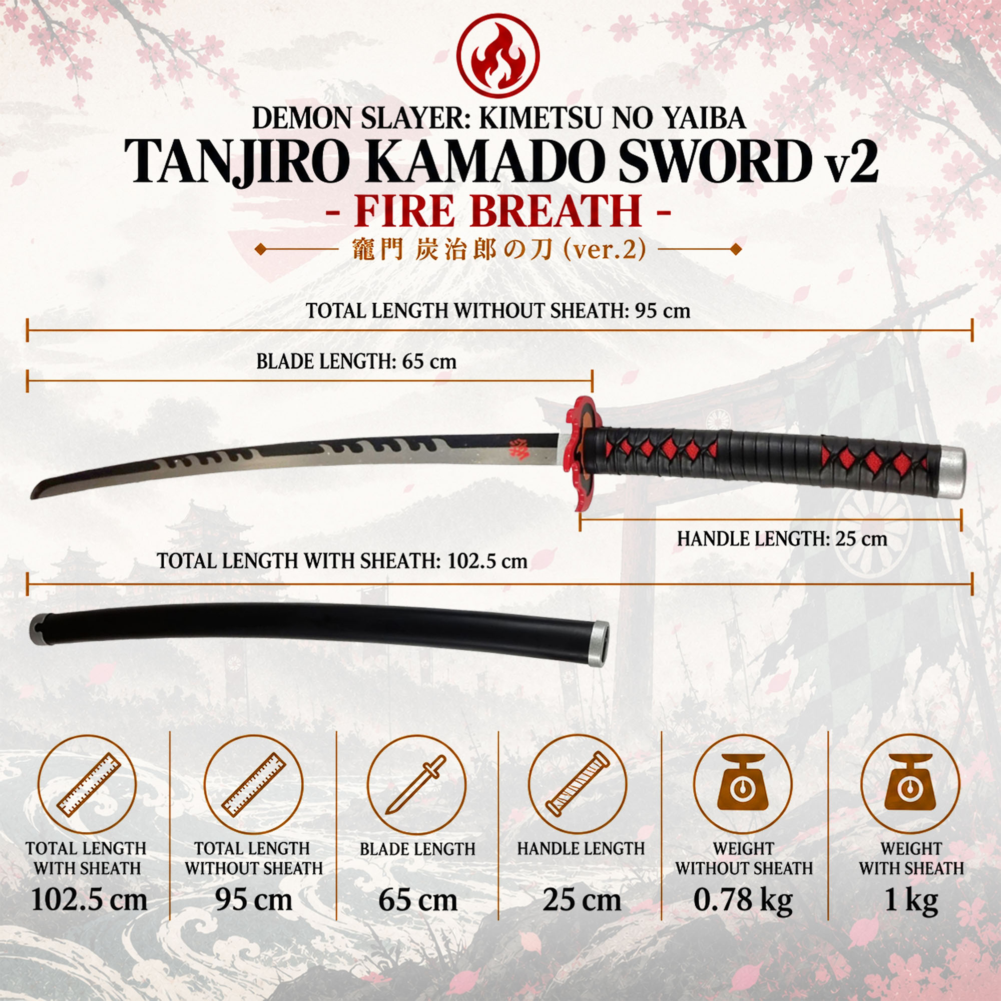 Demon Slayer: Kimetsu no Yaiba - Tanjiro Kamado Schwert v2 - Fire Breath