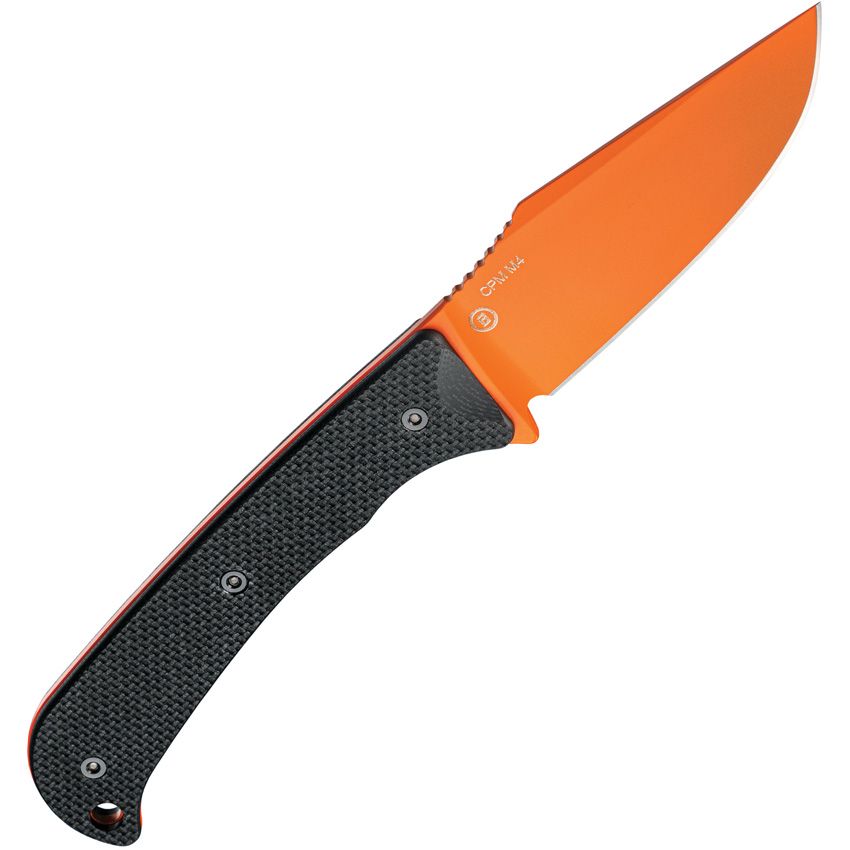 Extrak, CPM-M4 Hunter Orange Clip Point, Black G10 Handle, Kydex Sheath