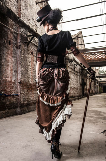 Steampunk Gürtel mit Uhr braun