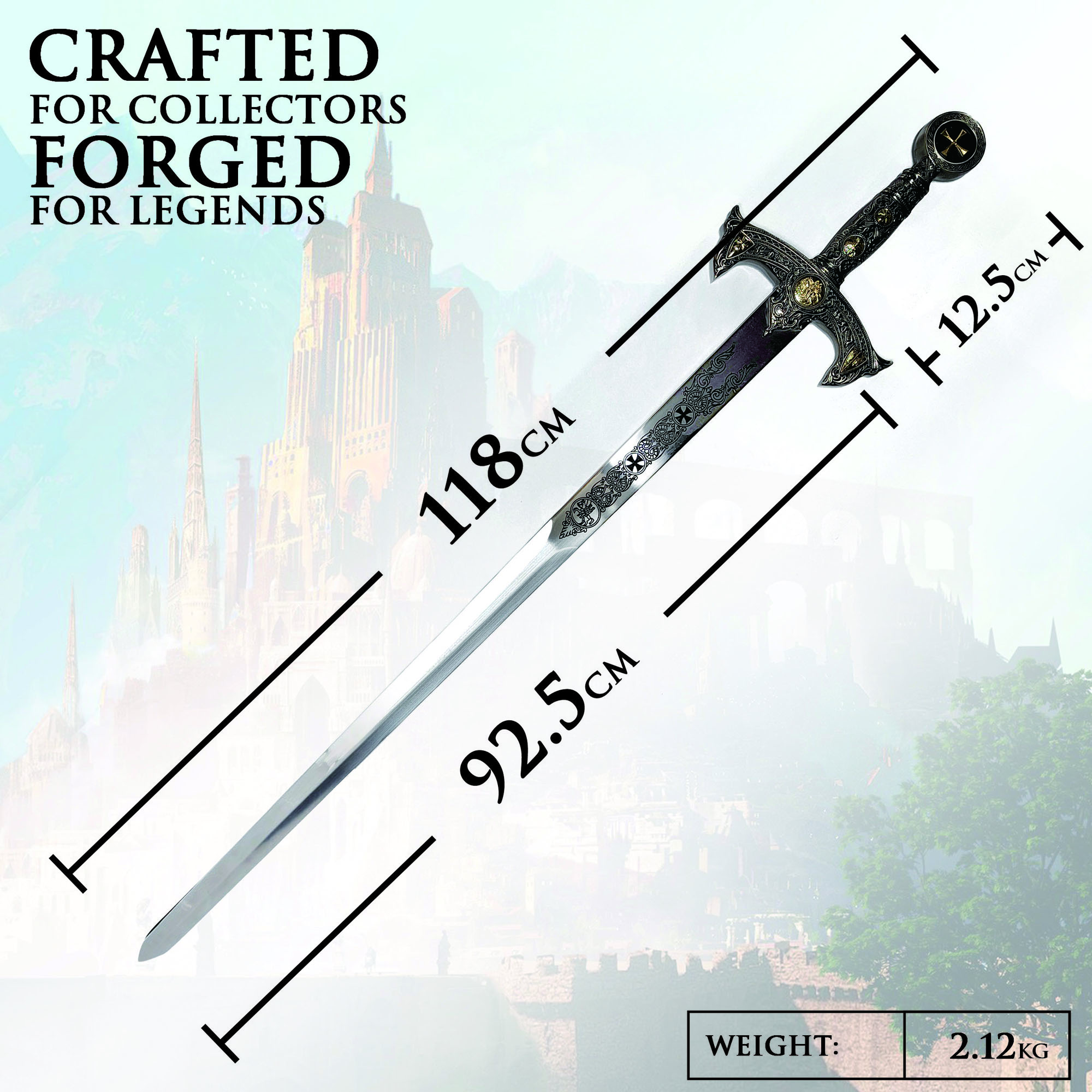 Knights Templar Greatsword – Massive Replica with Wall Mount