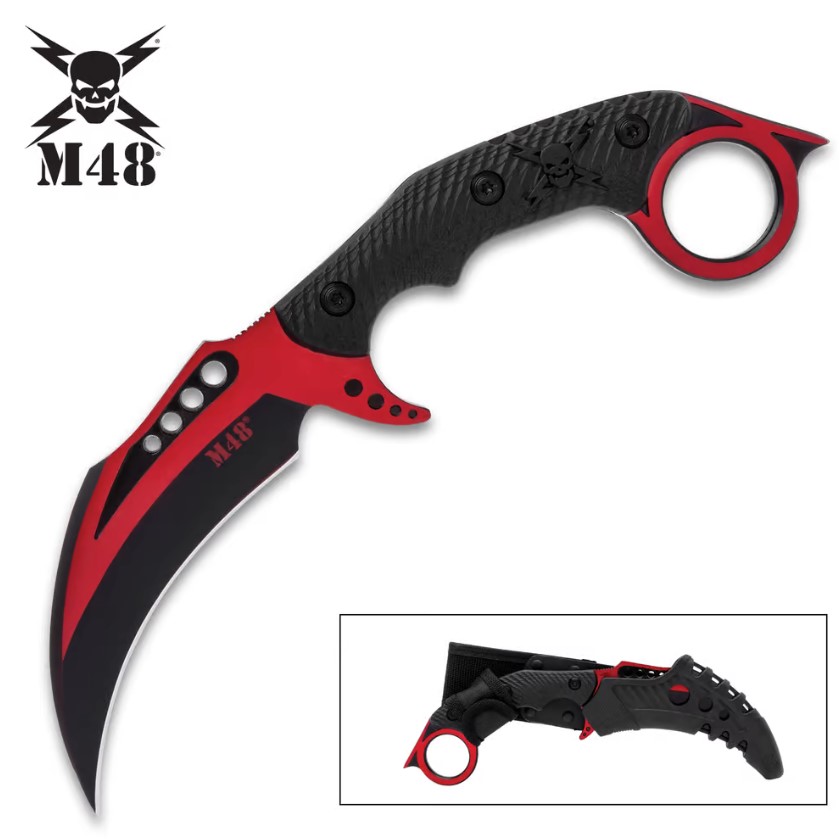 M48 Rotes Liberator Falcon Karambit mit Scheide
