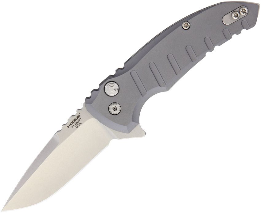 X1-Microflip, CPM-154 Stonewashed Blade, Matte Gray Aluminum Handle