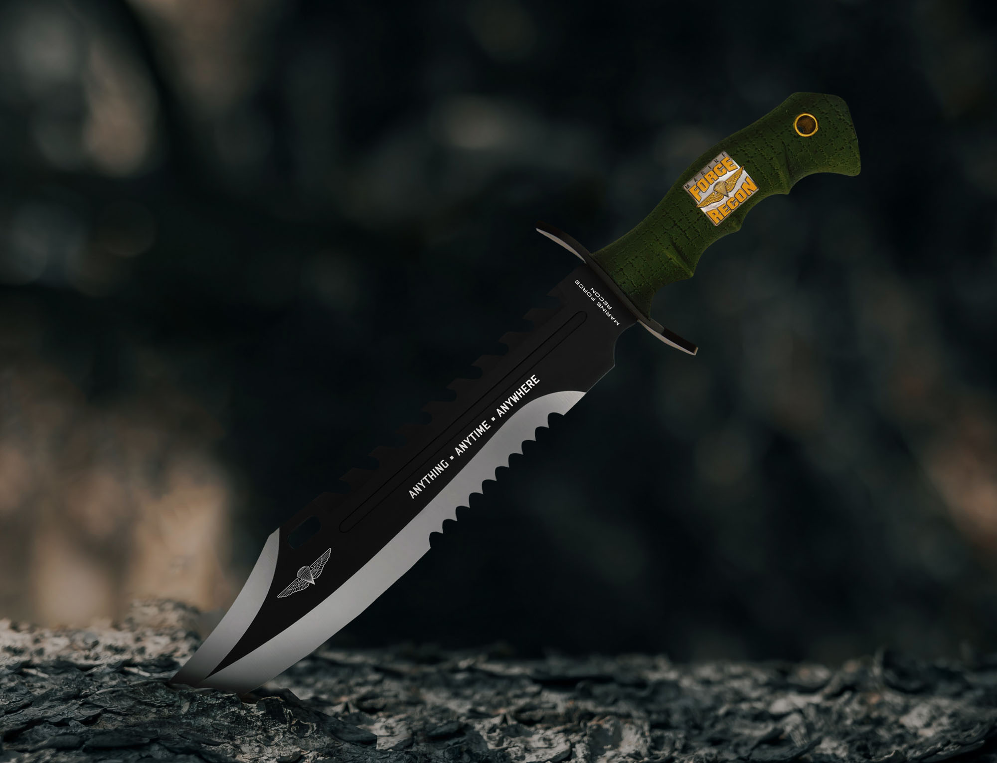 Anytime Anywhere Marine Recon Bowie and sheath