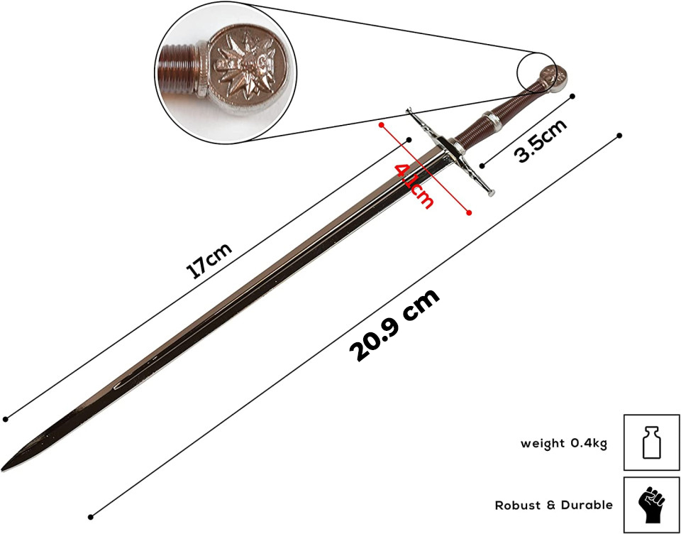 The Witcher - Geralt von Riva's Stahlschwert als Brieföffner mit Ritterständer