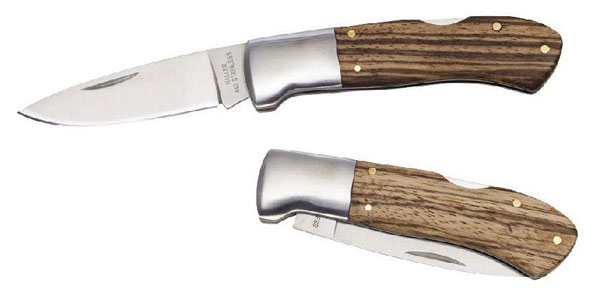 Tame Pocket Knife Steel jaws and Zebra wood grip, 7.5 cm