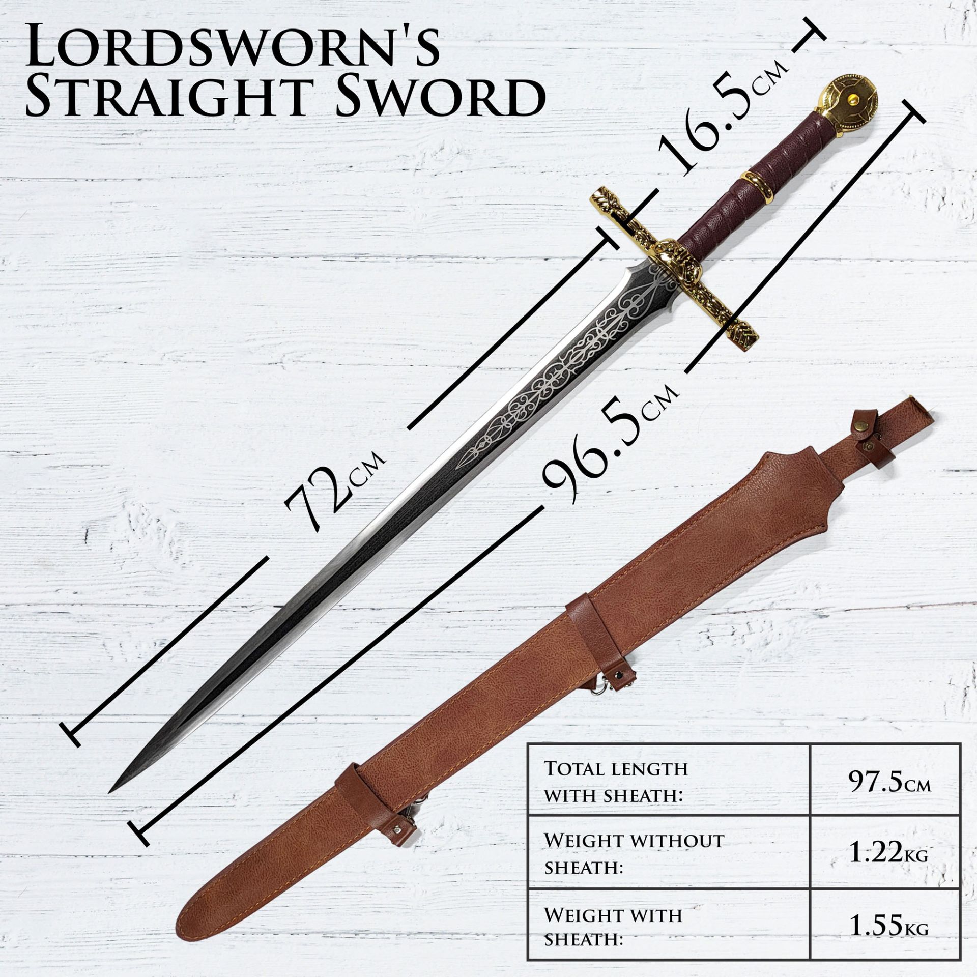 Elden Ring - Lordsworn's Schwert mit Scheide, Handgeschmiedete scharfe Klinge