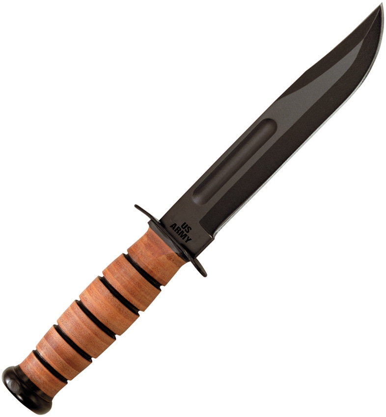KA-BAR Full-size US ARMY Knife, plain blade, leather sheath