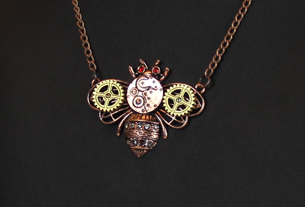 Steampunk Anhänger mit Kette - Fliege