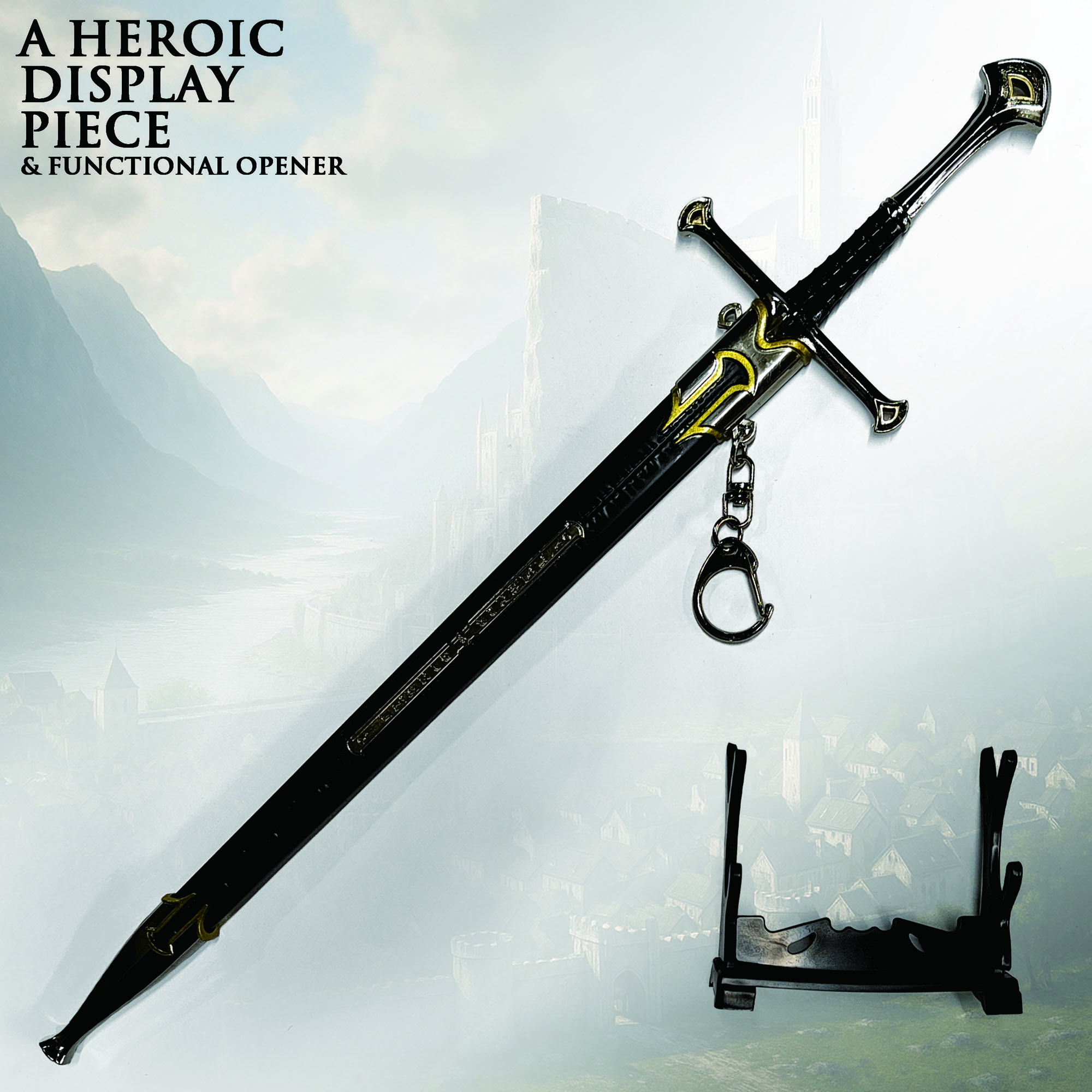 Anduril Schwert mit Scheide, XL Brieföffnerversion