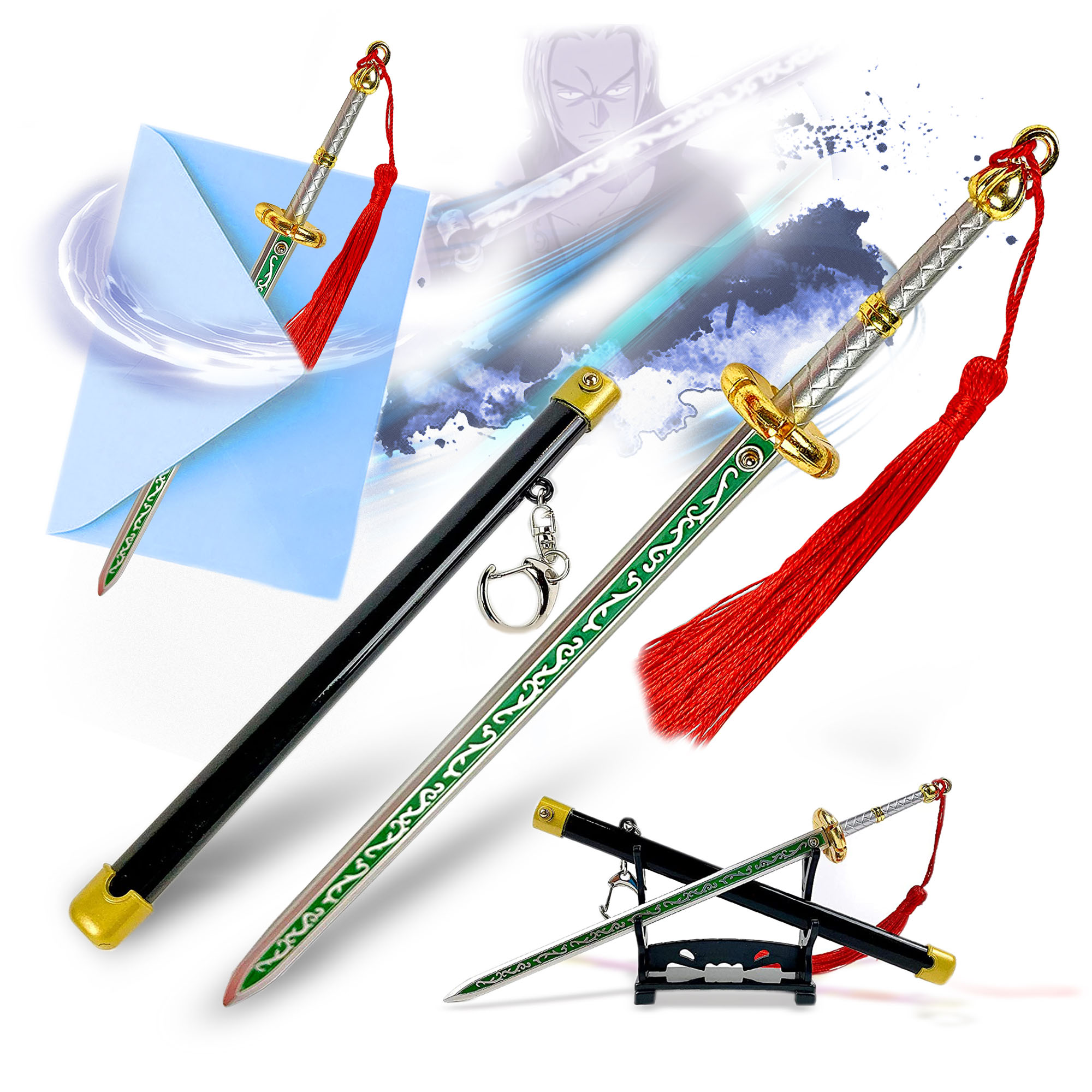 One Piece – Shichiseiken Samuraikatana, Brieföffner-Schwert mit Scheide und Ständer