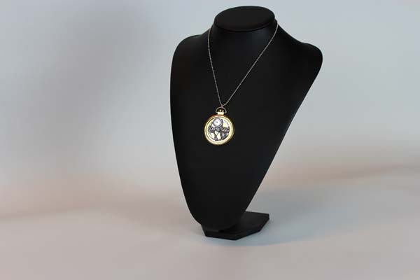 Steampunk Anhänger mit Kette - Eule, Uhr, Schlüssel