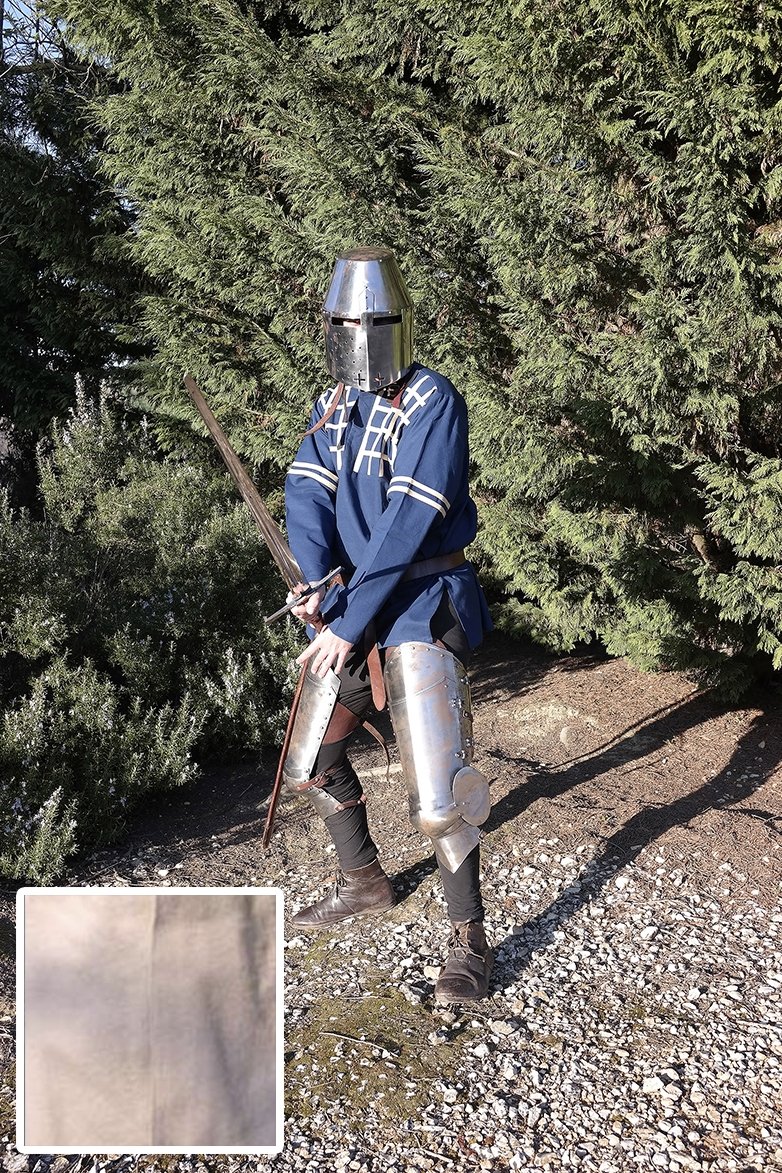 Mittelalter Hemd mit Leder Applikationen - Natur, Größe S