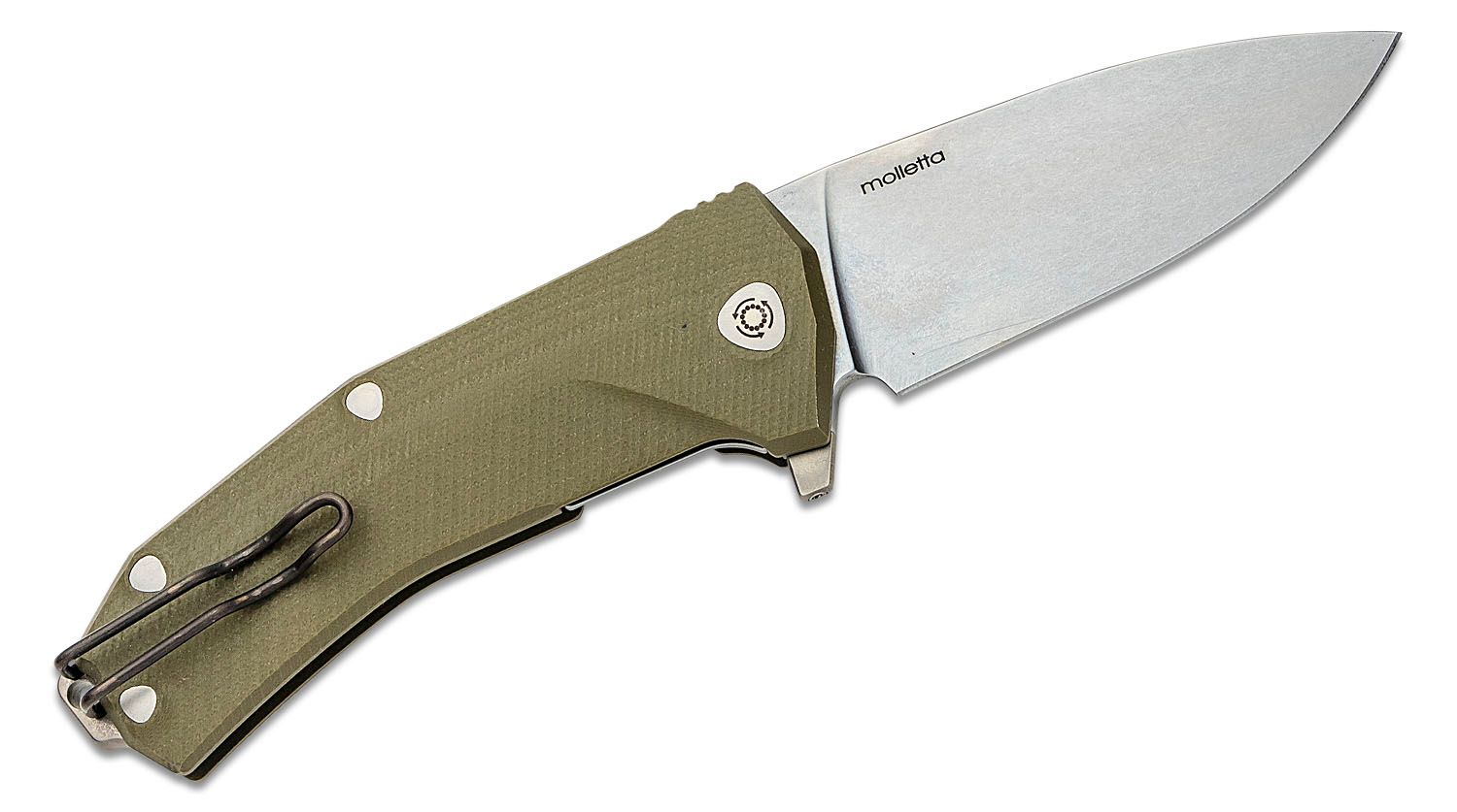 KUR, Sleipner Stonewashed Blade, OD Green G10 Handle
