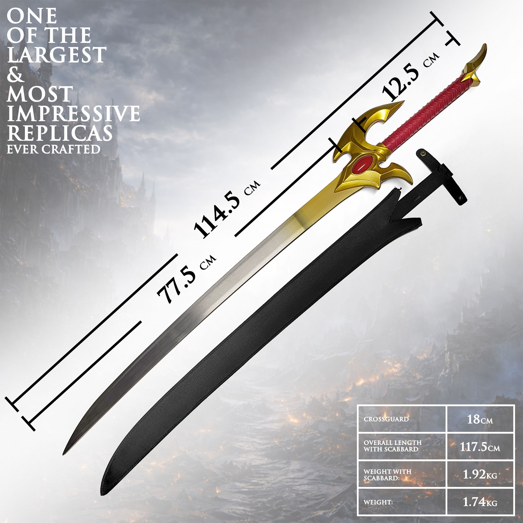 Solo Leveling – Cha Hae-In Sword with Scabbard – Gold Edition