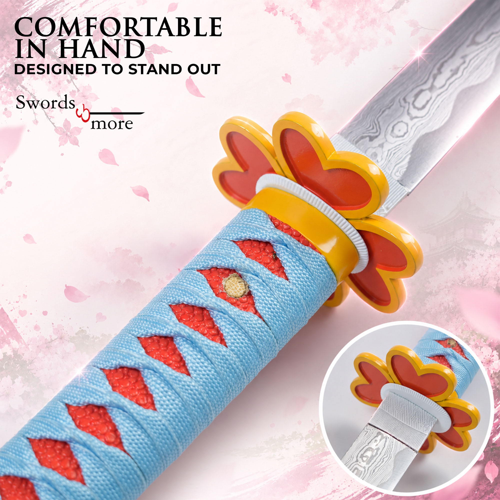Demon Slayer: Kimetsu no Yaiba - Kanroji Mitsuri's Sword - handforged and folded, Set