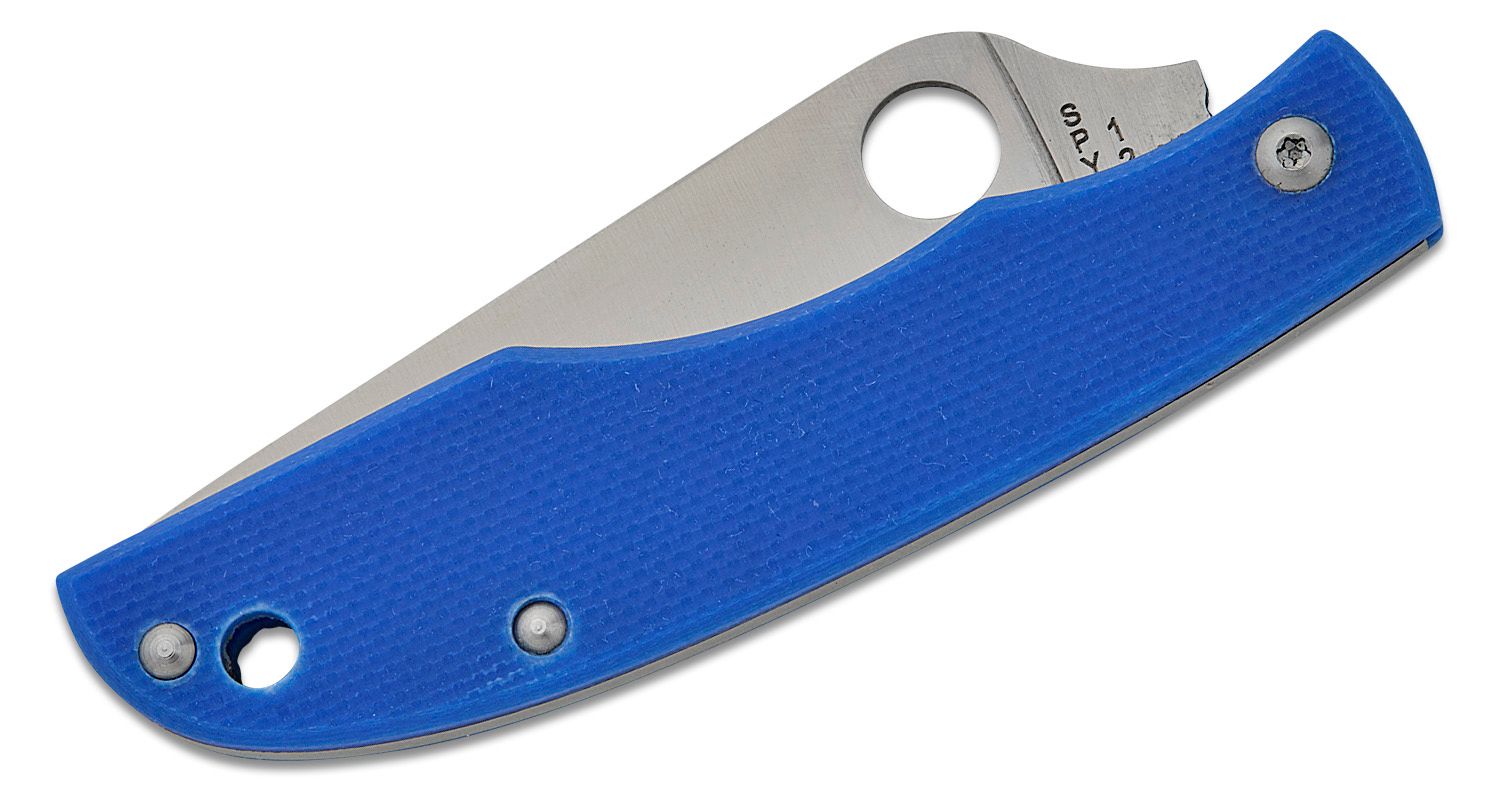 GrassHopper Miniatur, 12C27 Satin Plain Klinge, blauer G10 Griff