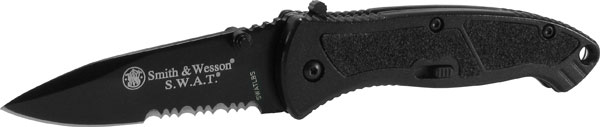 S&W SWAT MAGIC Assist Drop-Point Large (Black Part. Serrated)