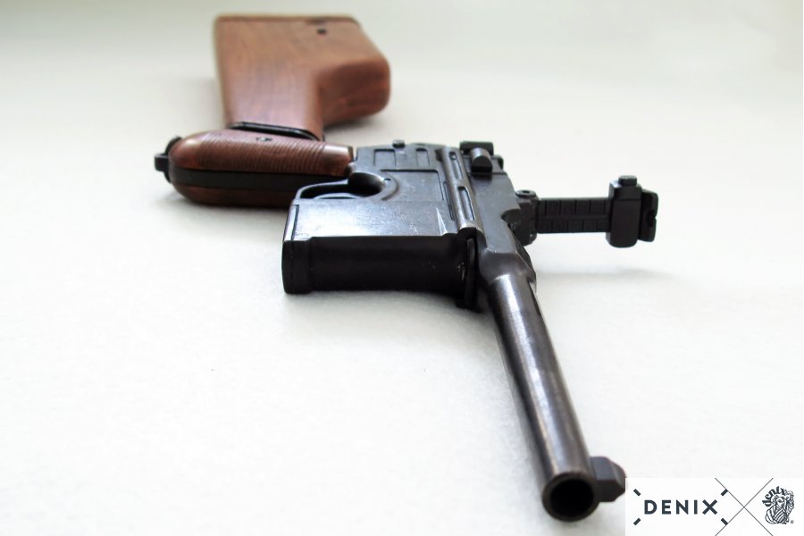 Mauser pistol C96 with rifle stock made of wood, Germany 1896