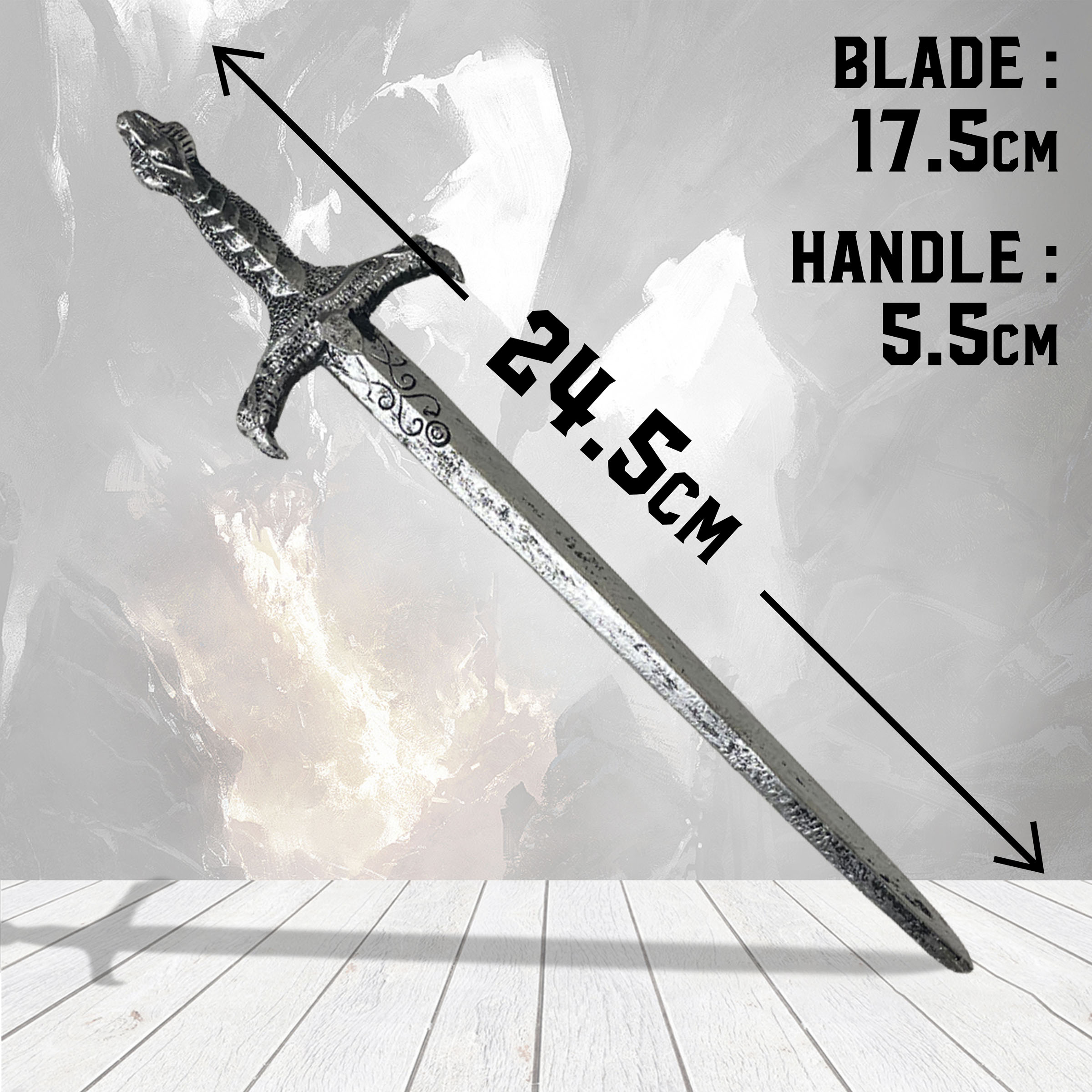 Drache mit Schwert aus Resin