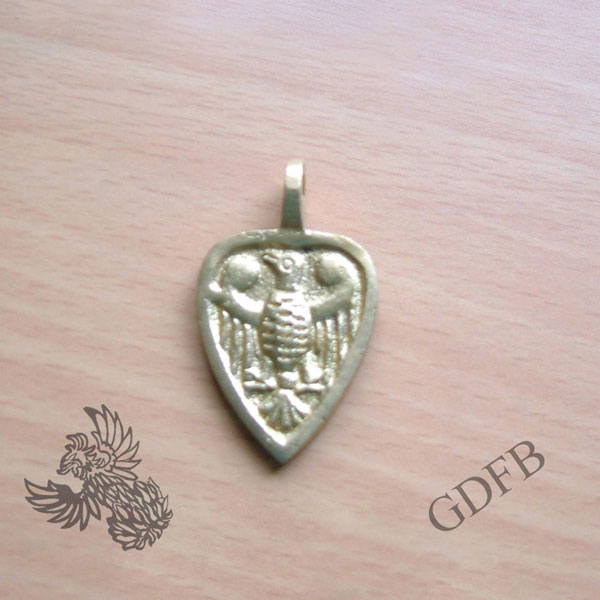 Medieval eagle pendant from brass, 3 x 2,5