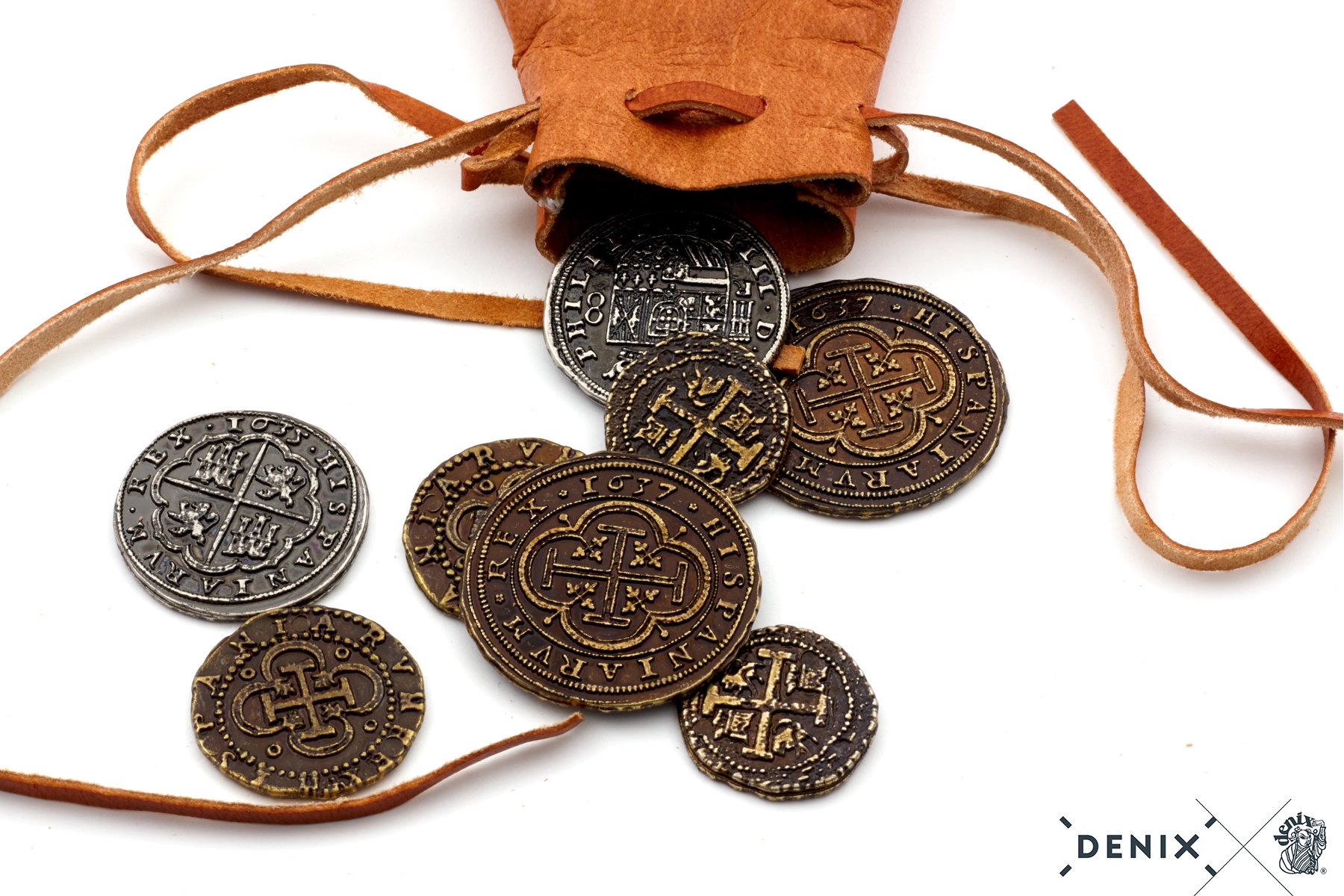 Ledertasche inklusive Münzen