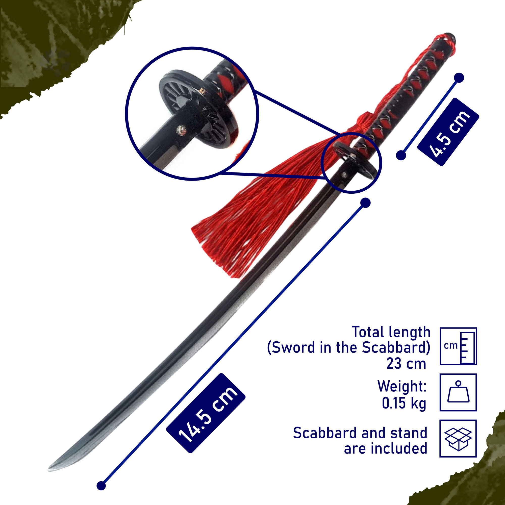 Demon Slayer – Tanjiro Kamoda Samurai Katana Sword Letter Opener with Sheath and Stand