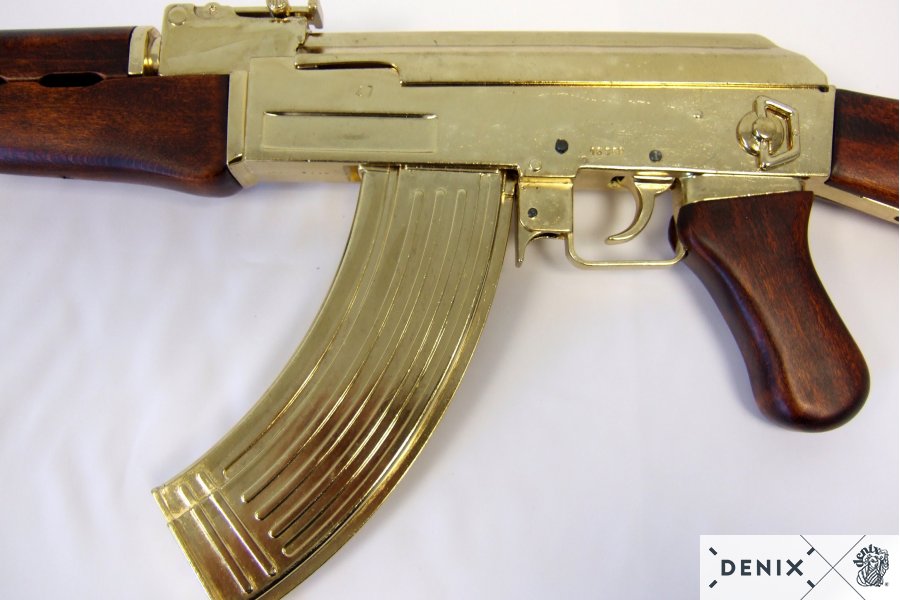 MG Kalashnikov AK 47 from 1947 Russia, gilded Sadam version