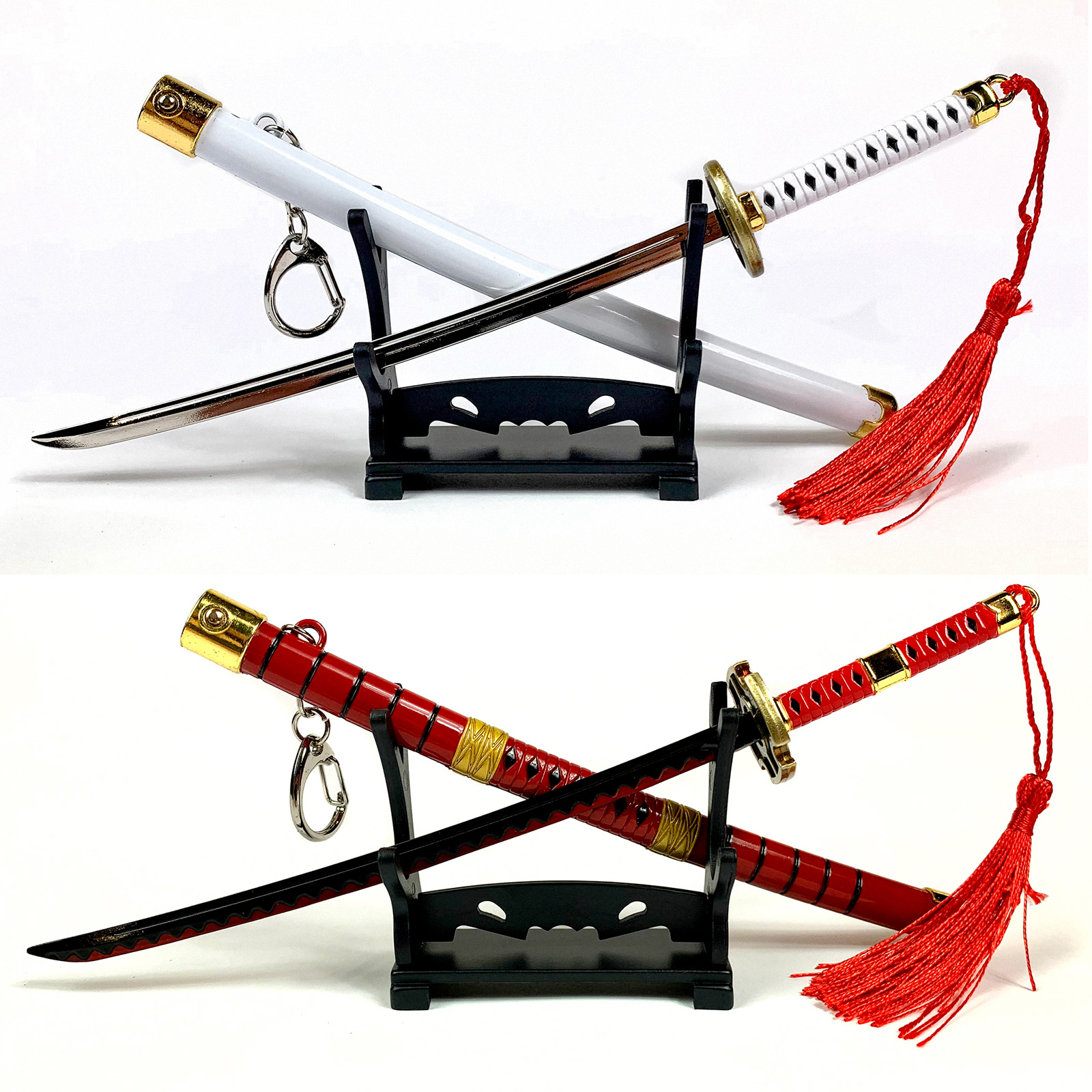 One-Piece-Schwert– Roronoa Zorro Set aus 4 Katanas, Samuraikatana-Brieföffner mit Scheide & Ständer