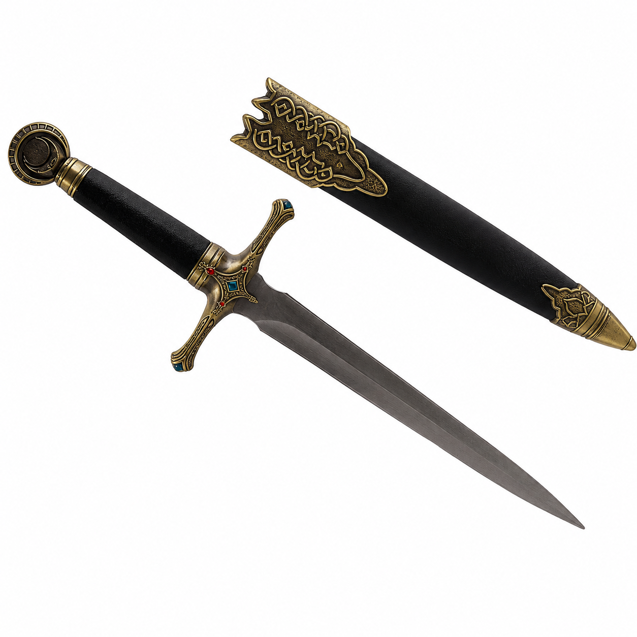 Keltischer Dolch mit verzierter schwarzer Scheide