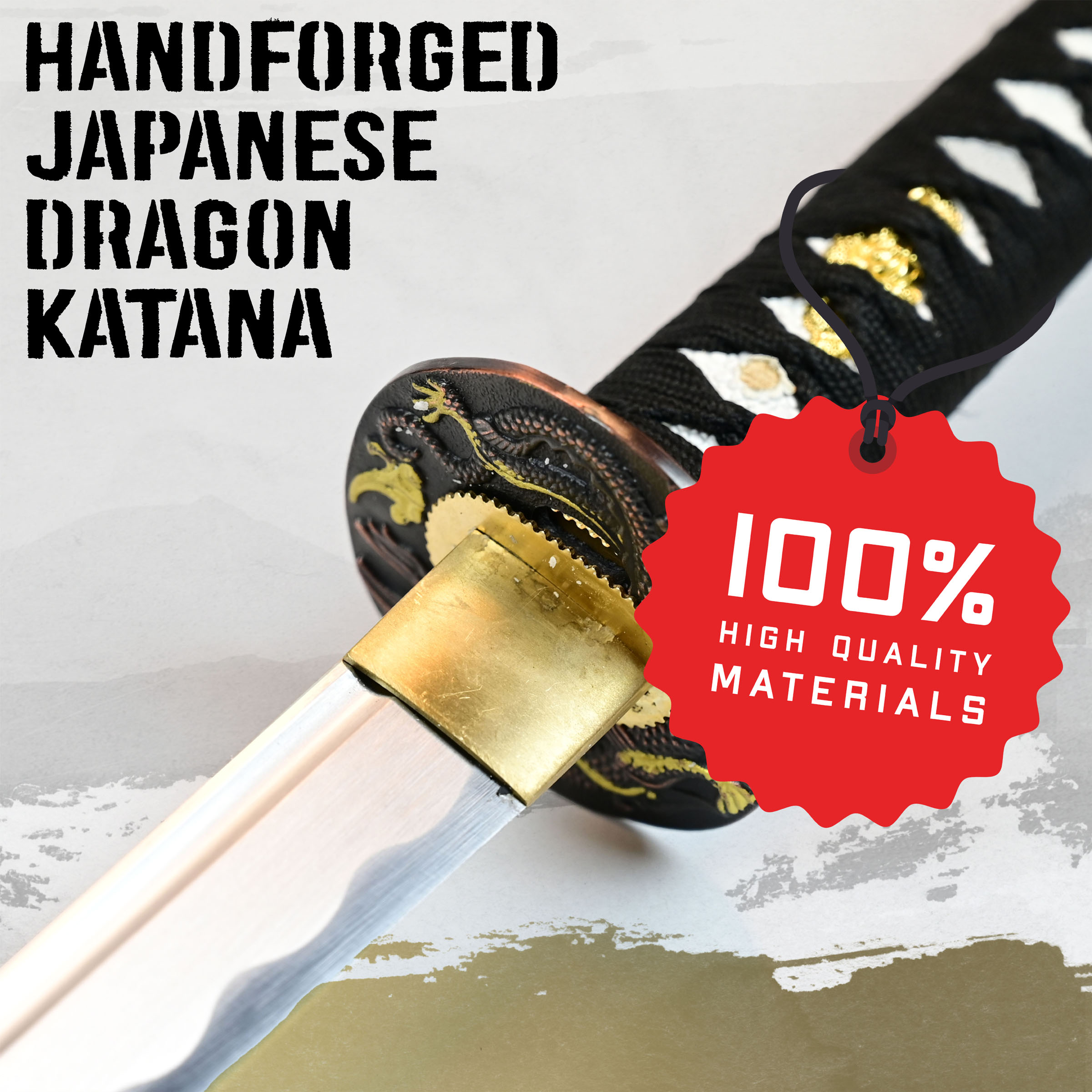 Handforged Japanese dragon katana
