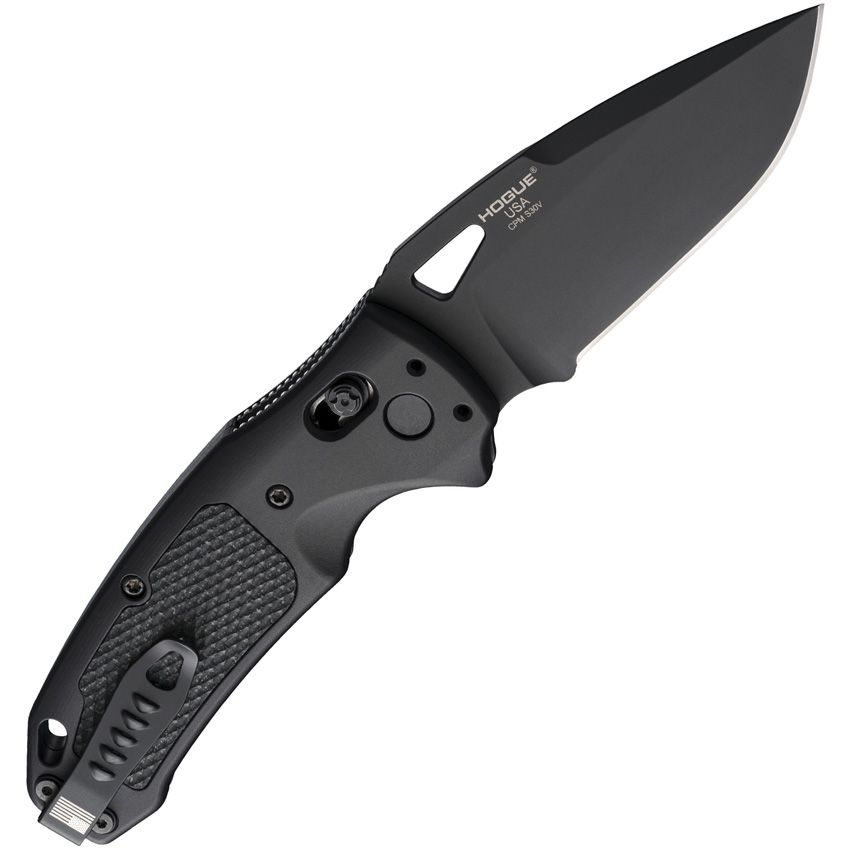 K320 AXG Pro ABLE, S30V Black Cerakote Drop Point Blade, Black Aluminum Handle
