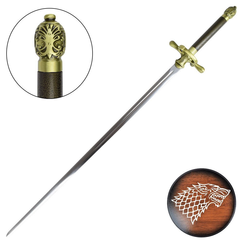 Aryas Schwert "Nadel" (Needle) Replik – Game of Thrones Sammlerstück mit Wolf-Wandhalter Aryas Schwert "Nadel" (Needle) Replik – Game of Thrones Sammlerstück mit Wolf-Wandhalter