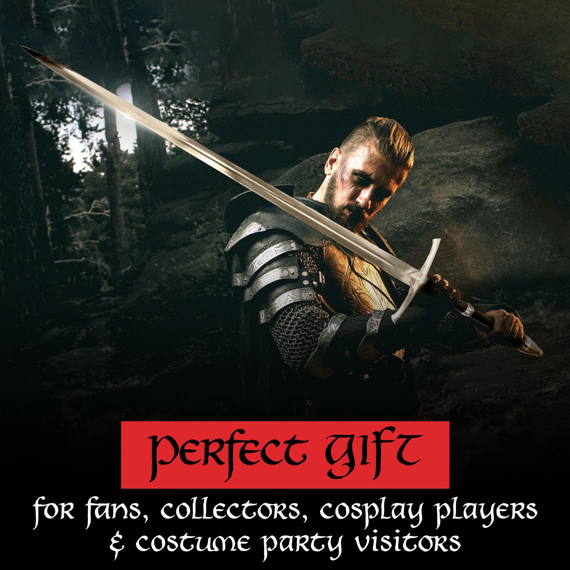 Ranger Schwert, handgeschmiedet & gefaltet, mit Beimesser und scharfer Klinge