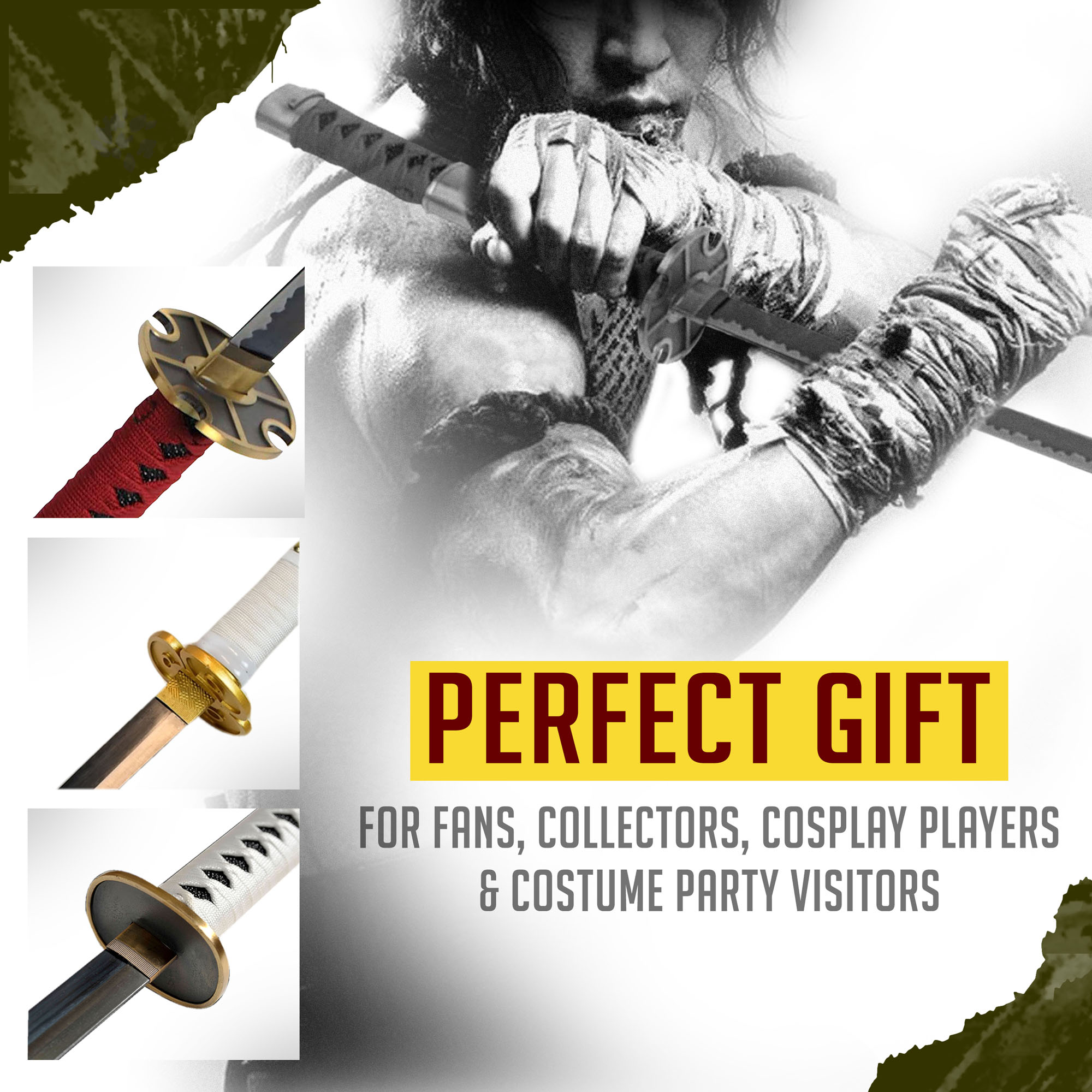 One Piece Swords Bundle - Zoro's Swords -  Oden’s Ame No Habakiri, Sandai Kitetsu & Wado Ichimonji