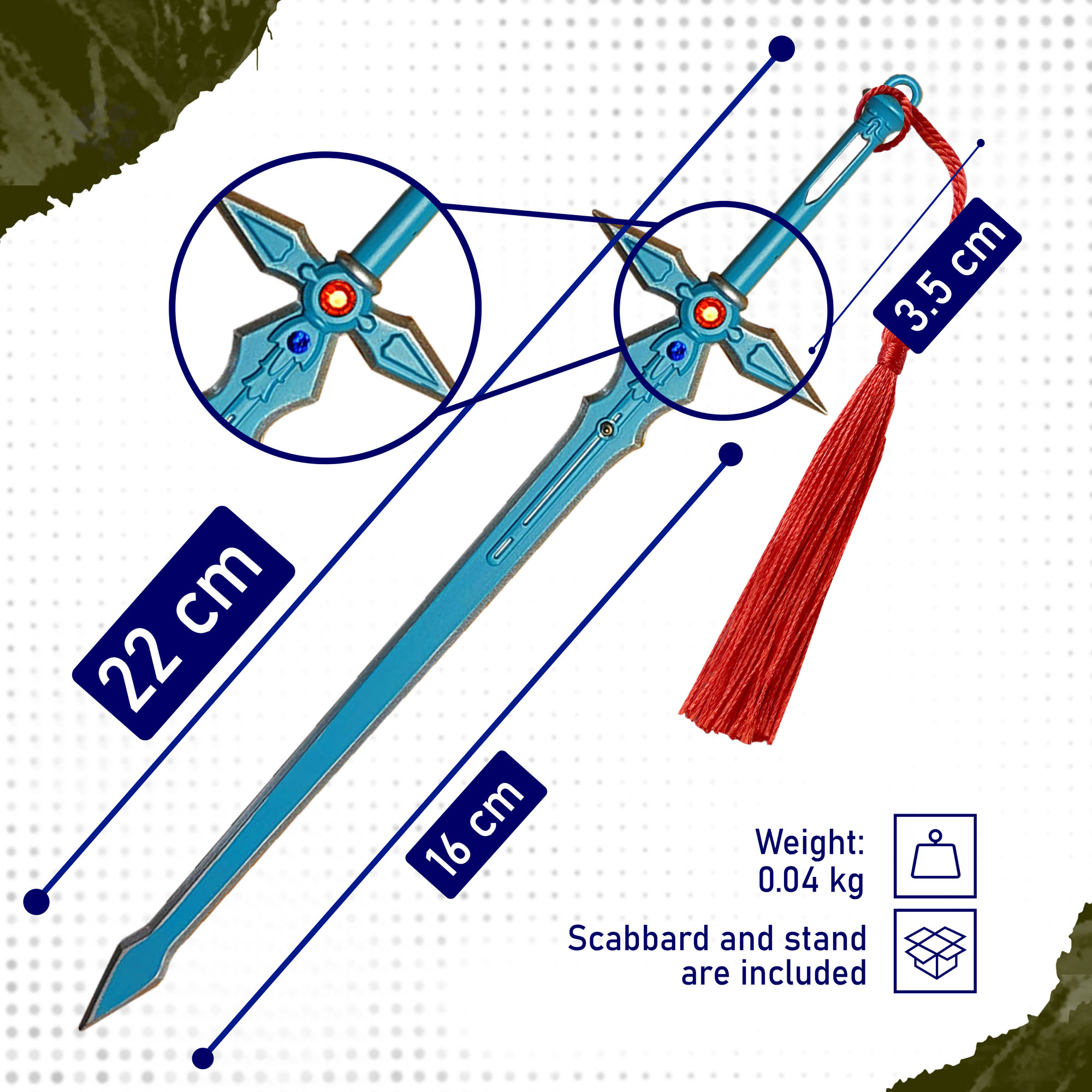 Sword Art Online – Blauer Dark Repulser Brieföffner mit Scheide und Ständer