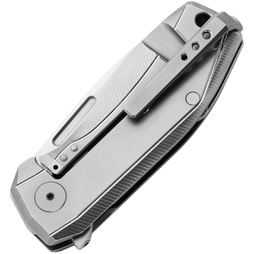 Nano Knife, CPM-MagnaCut Satin Drop Point Blade, Gray titanium handle