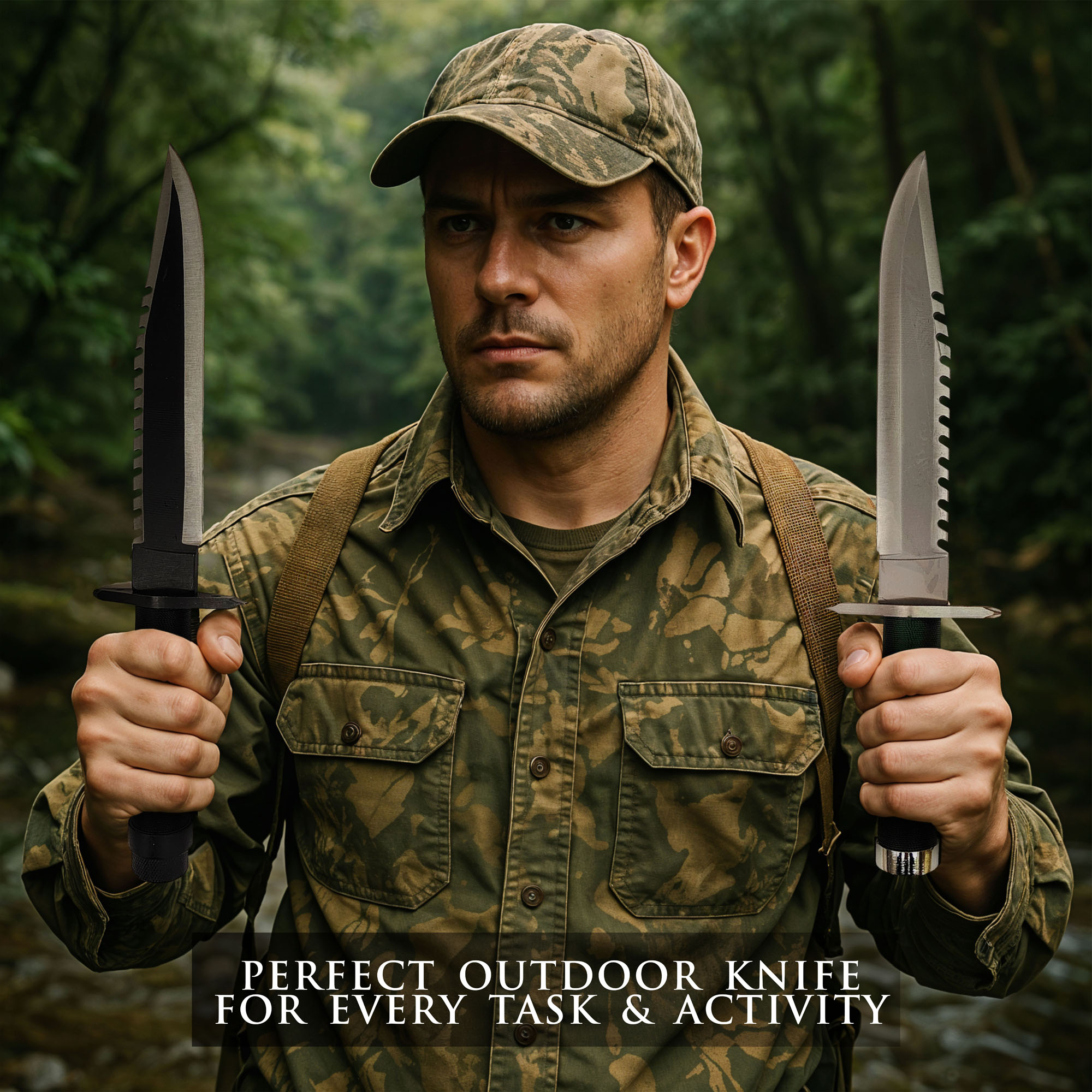 Rambo Knife Set – First Blood Part I & II | Authentic Movie Replicas with Leather Sheaths