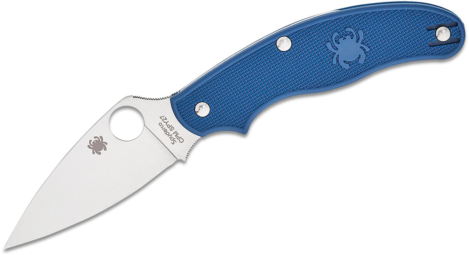 Pen Knife, CPM-SPY27, blattförmige, satinierte glatte Klinge, kobaltblauer FRN-Griff
