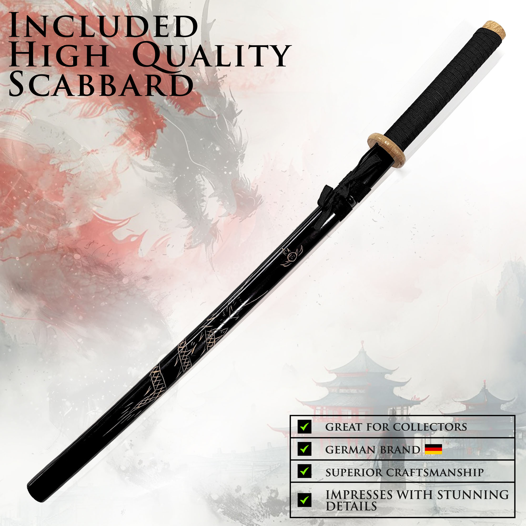 Katana Bokken mit Scheide - Holzversion